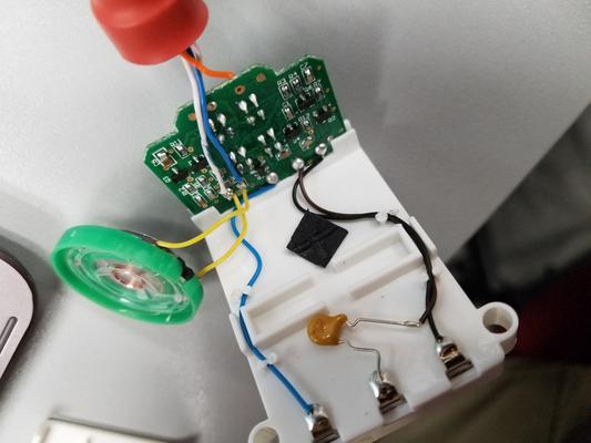 Disassembled Circuit with Speaker and Battery Connections.